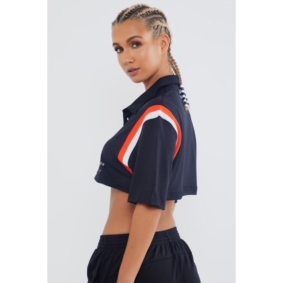 Black Twelve Jewels Second Wind Crop Polo Top L - Picture 2 of 2